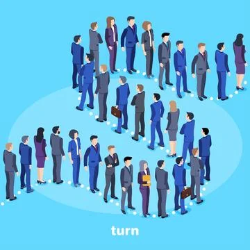 Isometric vector image on a blue background, people in business suits are s.. Stock Illustration