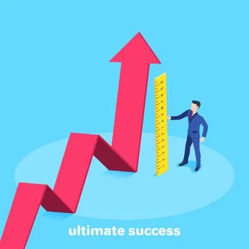 Isometric vector image on a blue background, a man in a business suit with .. Stock Illustration