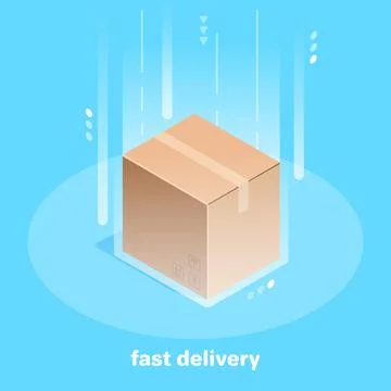 Isometric vector image on a blue background, fast mail delivery, box and ac.. イラスト素材