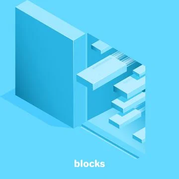 Isometric vector image on a blue background, data platform consisting of re.. Stock Illustration