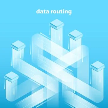 Isometric vector image on blue background, data platform consisting of rect.. Stock Illustration
