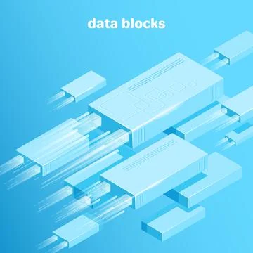 Isometric vector image on a blue background, data platform consisting of re.. Stock Illustration