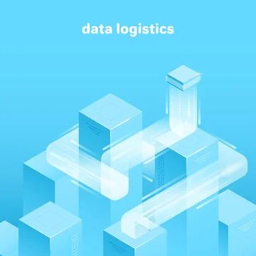 Isometric vector image on a blue background, data platform consisting of re.. Stock Illustration