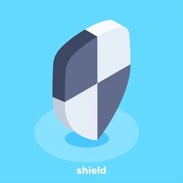 Isometric vector image on a blue background, shield icon, data protection on  Stock Illustration