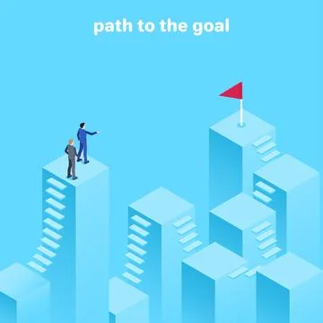 Isometric vector image on a blue background, men in business suits stand on t イラスト素材