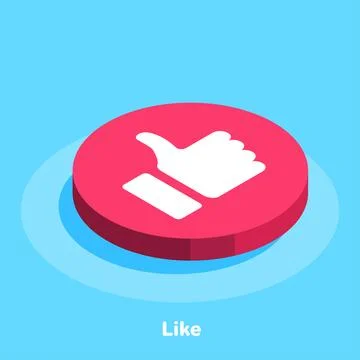 Isometric vector image on a blue background, like icon, hand with a raised fi Stock Illustration