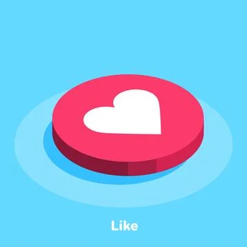 Isometric vector image on a blue background, like icon, heart in a red circle Illustrazione stock