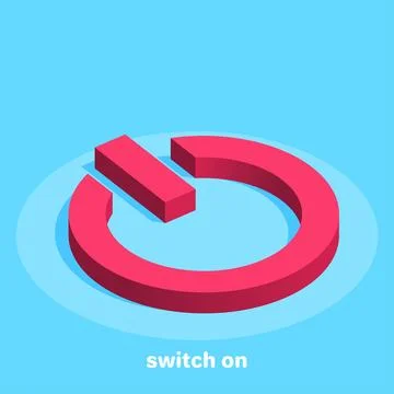 Isometric vector image on a blue background, red icon in the form of a power  Stock Illustration