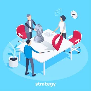 Isometric vector image on a blue background, people in business clothes work  Stock Illustration