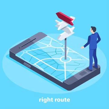 Isometric vector image on a blue background, a man in a business suit stands  스톡 일러스트