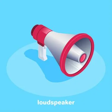 Isometric vector image on a blue background, business loudspeaker icon, web a Stock Illustration