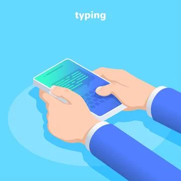 Isometric vector image on a blue background, the hands of a man in a business Stock Illustration