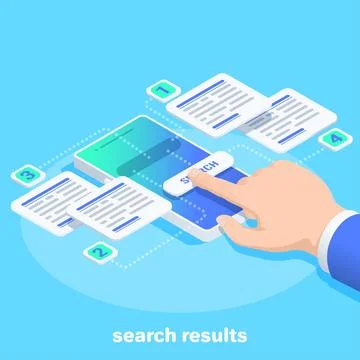 Isometric vector image on a blue background, the hand of a man in a business  Stock-Illustration