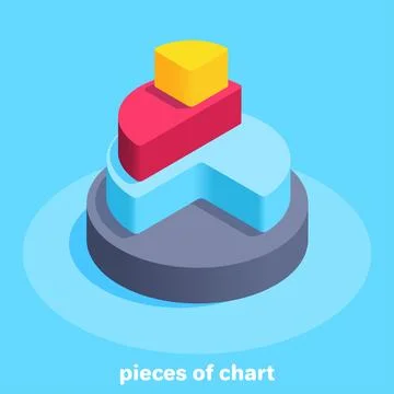 Isometric vector image on a blue background, a pyramid in the form of a piece Stock Illustration