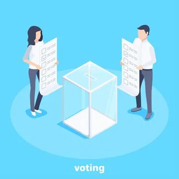 Isometric vector image on a blue background, a man and a woman in business cl イラスト素材