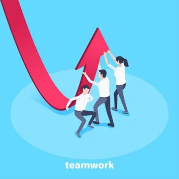 Isometric vector image on a blue background, men and a woman in business clot Stock Illustration