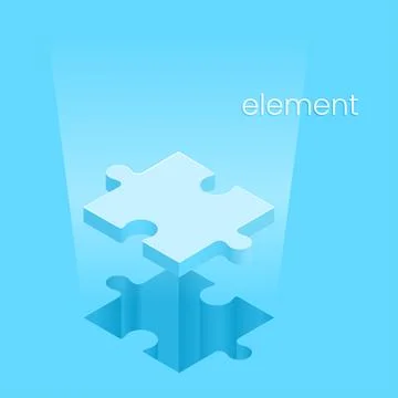 Isometric vector image on a blue background, puzzle piece flying out of a hol Stock Illustration