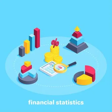 Isometric vector image on a blue background, business and finance, money next 스톡 일러스트