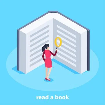 Isometric vector image on a blue background, business concept, a woman with a Stockillustratie