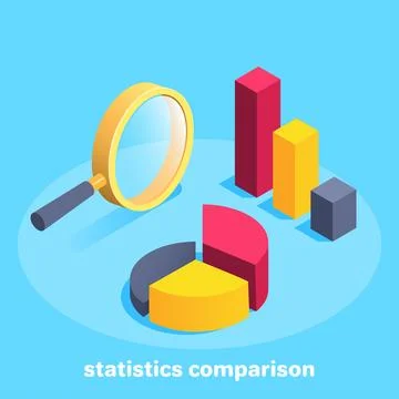 Isometric vector image on a blue background, comparison of different types of Illustrazione stock