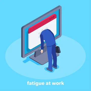 Isometric vector image on a blue background, a man in a business suit stands  Stock Illustration