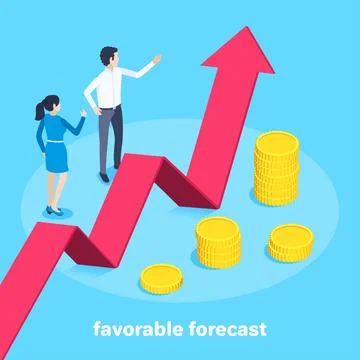 Isometric vector image on a blue background, a man and a woman in a business  Stock Illustration