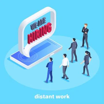 Isometric vector image on a blue background, a large announcement on the smar 스톡 일러스트