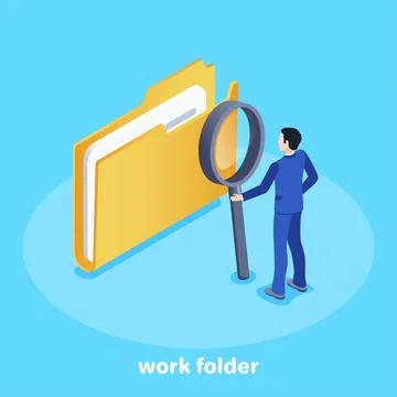 Isometric vector image on a blue background, a man in a business suit with a  Stockillustratie