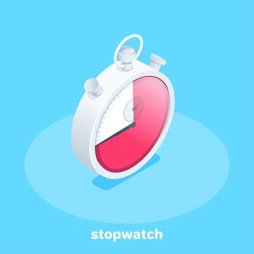 Isometric vector image on a blue background, silver stopwatch retro icon 스톡 일러스트
