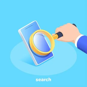 Isometric vector image on a blue background, the hand of a man in a business  Stockillustratie