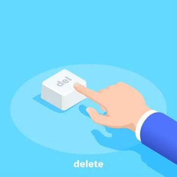 Isometric vector image on a blue background, a man in business clothes presse Stock Illustration
