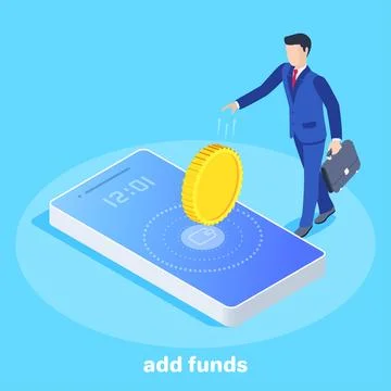 Isometric vector image on a blue background, a man in a business suit throws  Stock Illustration