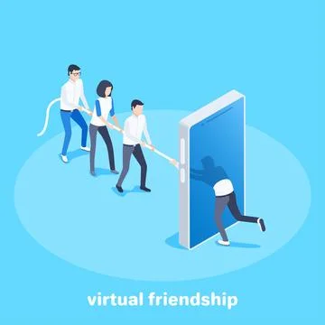 Isometric vector image on a blue background, business concept, man and woman  Stock Illustration