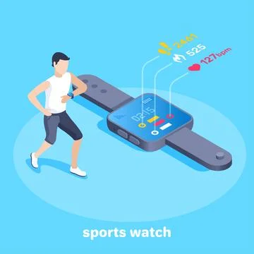 Isometric vector image on a blue background, business concept, a man jogging  Stock-Illustration