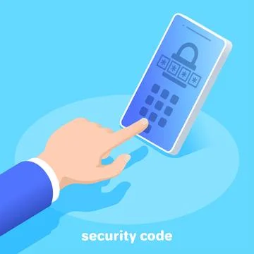 Isometric vector image on a blue background, business concept, male hand ente 库存插图