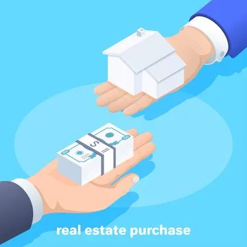 Isometric vector image on a blue background, business concept, a man holds a  Ilustración de archivo