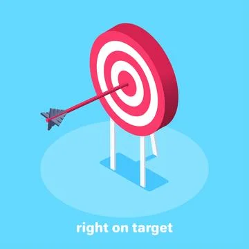 Isometric vector image on a blue background, target icon with an arrow in the Ilustración de archivo