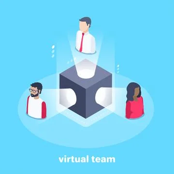 Isometric vector image on a blue background, black cube with luminous rays an Stock Illustration