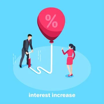 Isometric vector image on a blue background, a man in a business suit using a Stock Illustration