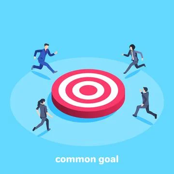 Isometric vector image on a blue background, men and women in business suits  Stock Illustration