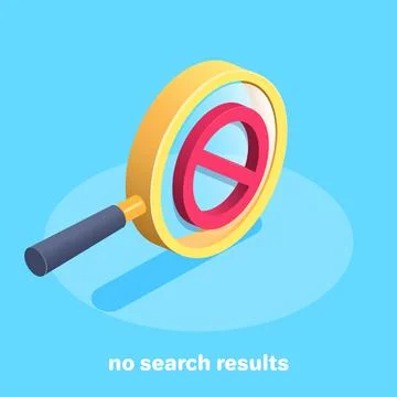 Isometric vector image on a blue background, magnifying glass icon with a ban Stock Illustration