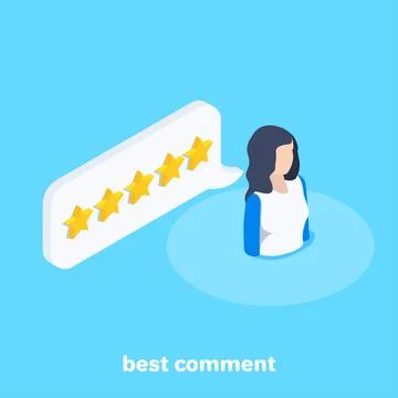 Isometric vector image on a blue background, a woman icon with a red tie and  Stock Illustration