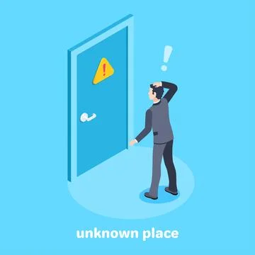 Isometric vector image on a blue background, a man in a business suit stands  Stock Illustration