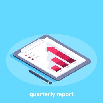 Isometric vector image on a blue background on the theme of business, a table 스톡 일러스트