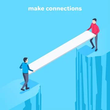 Isometric vector image on a blue background on the theme of business, men sta Stock Illustration