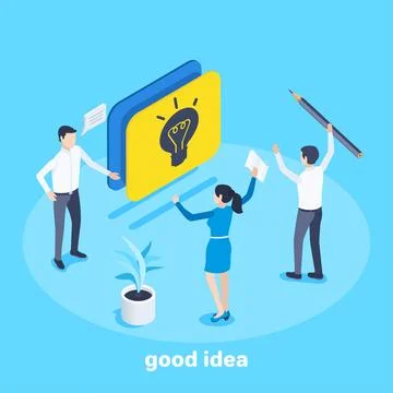 Isometric vector image on a blue background on the theme of business, a man p Stock Illustration