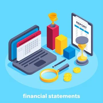 Isometric vector image on a blue background on a business theme, composition  イラスト素材