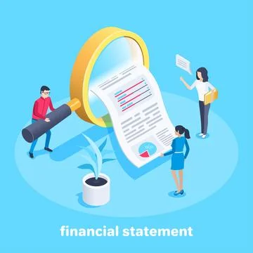Isometric vector image on a blue background on the theme of finance and stati 库存插图