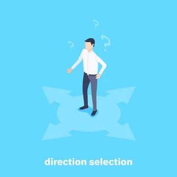 Isometric vector image on a blue background on the theme of business, a man i Stock Illustration