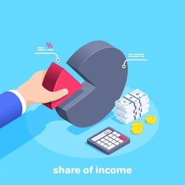 Isometric vector image on a blue background, a man in a business suit takes a Stock Illustration